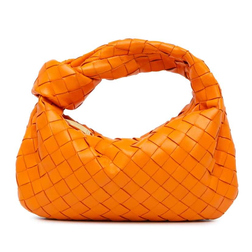Bottega Veneta Mini Nappa Intrecciato Jodie Orange Leather Very good condition - Front View