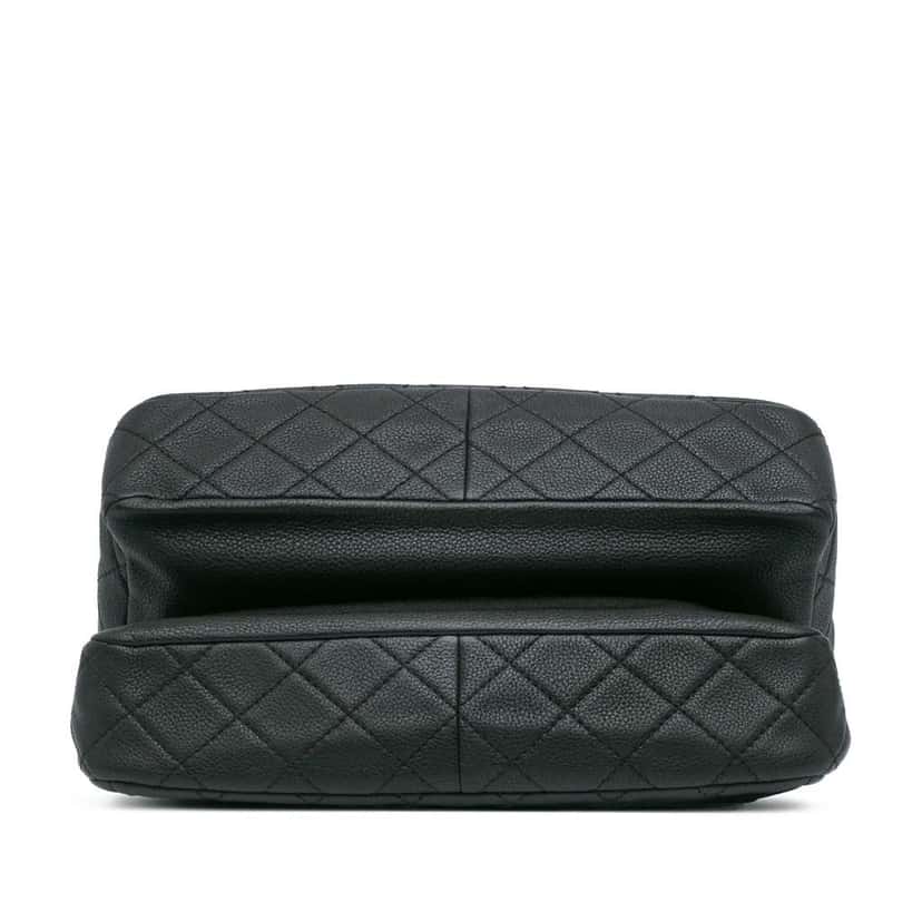 Chanel Jumbo Quilted Caviar Double Compartment Chain Flap Black Leather Good condition - Inside View