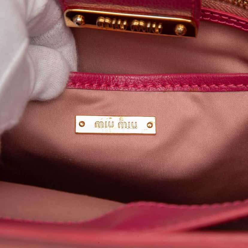 Miu Miu Bicolor Madras Leather Convertible Lock Tote Pink Leather Very good condition - Box View