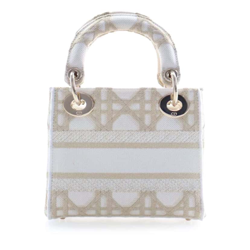 Dior Mini Embroidered Canvas Cannage Lady D Lite White Canvas Very good condition - Back View