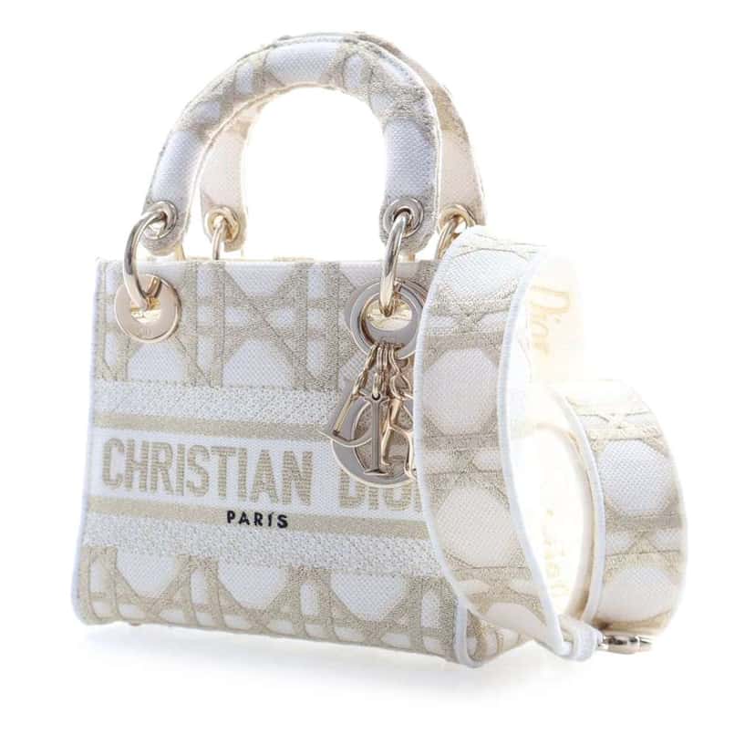 Dior Mini Embroidered Canvas Cannage Lady D Lite White Canvas Very good condition - Inside View