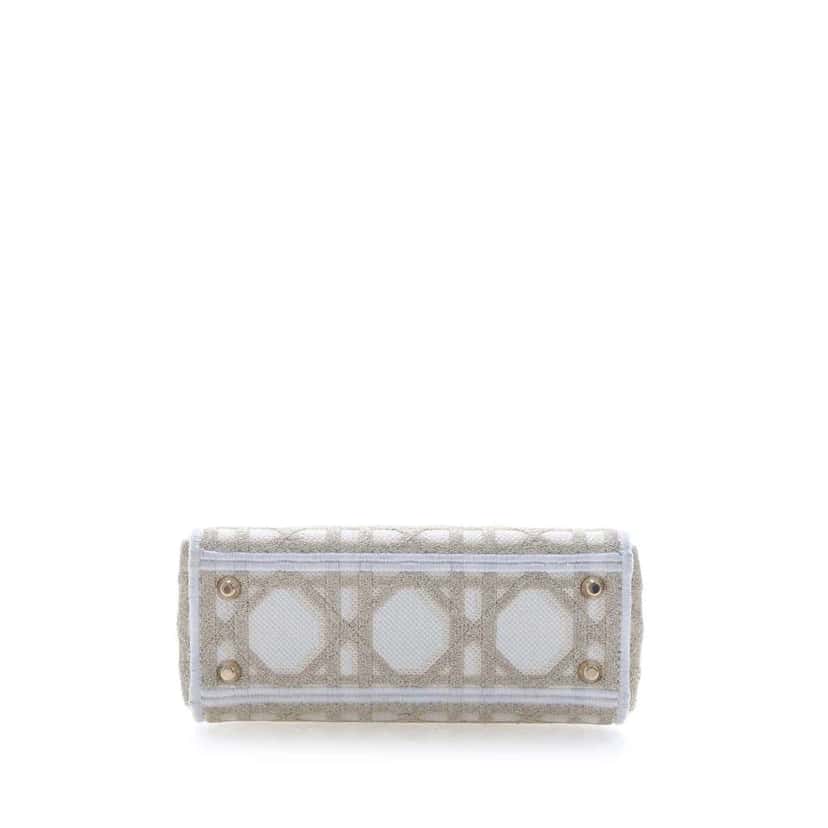 Dior Mini Embroidered Canvas Cannage Lady D Lite White Canvas Very good condition - Box View