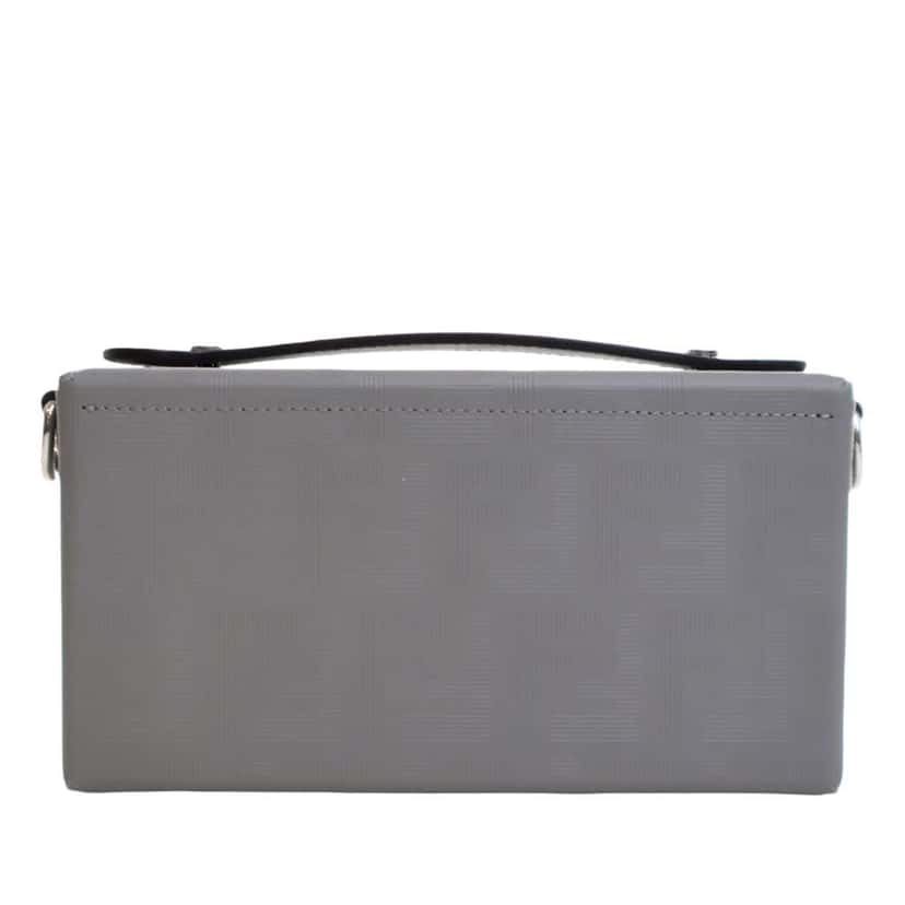 Fendi Zucca Calfskin Soft Trunk Baguette Satchel Grey Leather Very good condition - Model View
