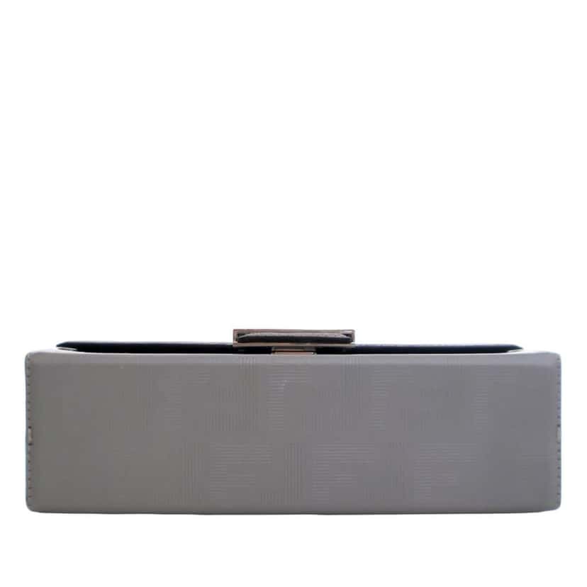 Fendi Zucca Calfskin Soft Trunk Baguette Satchel Grey Leather Very good condition - Box View