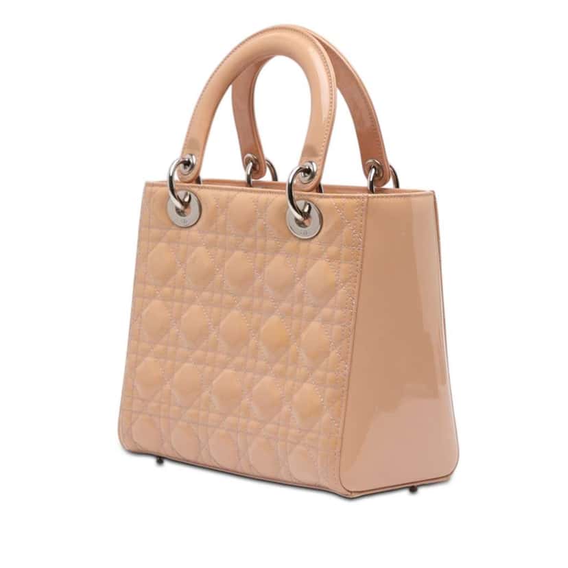 Dior Medium Patent Cannage Lady Dior Brown Leather Good condition - Back View