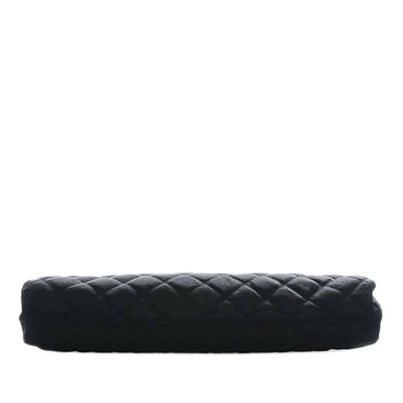 Chanel CC Quilted Satin Clutch Black Satin Good condition - Box View