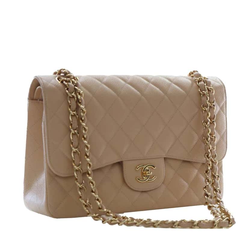 Chanel Jumbo Classic Caviar Double Flap Brown Leather Very good condition - Back View