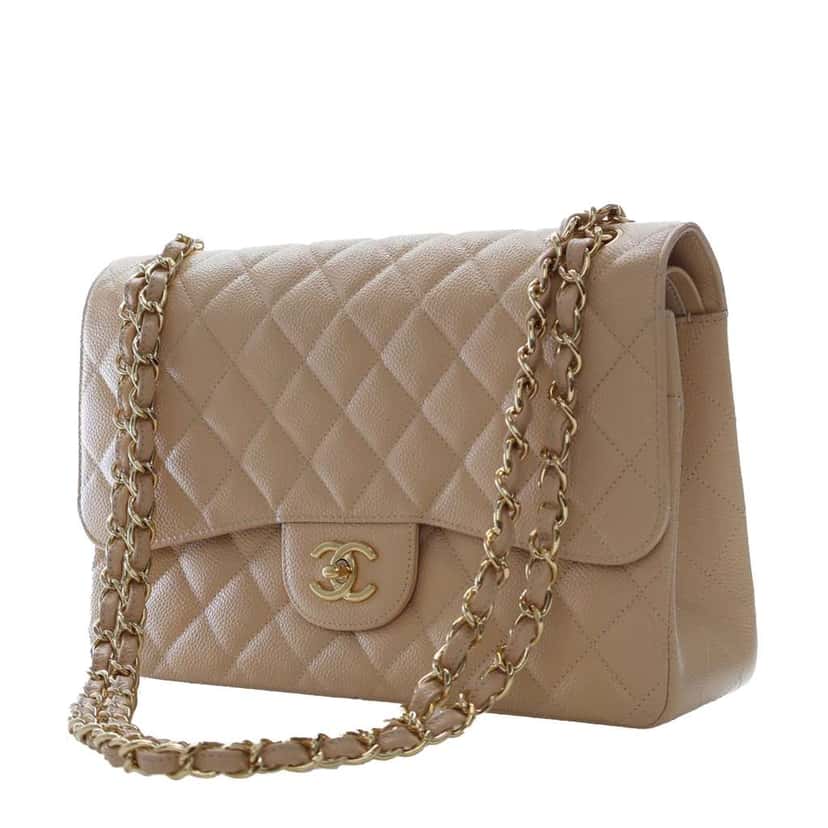 Chanel Jumbo Classic Caviar Double Flap Brown Leather Very good condition - Inside View