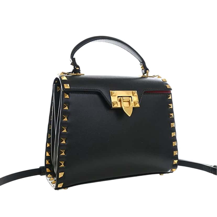 Valentino Small Leather Rockstud Alcove Top Handle Bag Black Leather Very good condition - Inside View