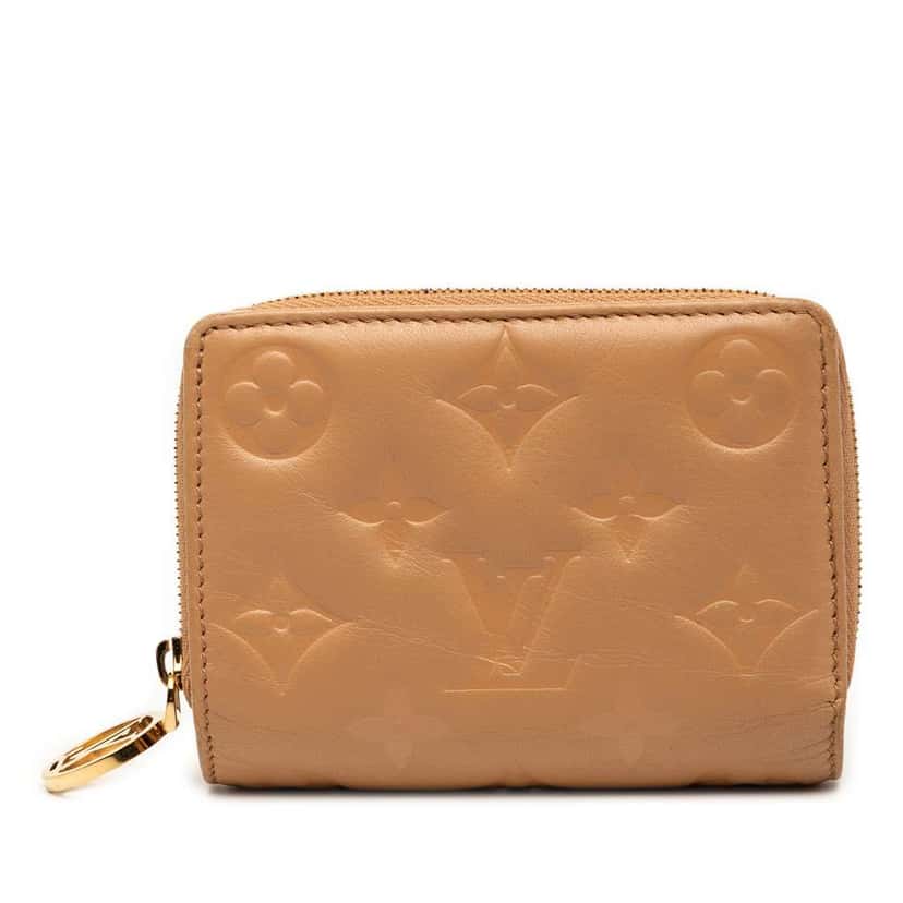 Louis Vuitton Monogram Embossed Lambskin Lou Coussin Wallet Brown Leather Very good condition - Front View