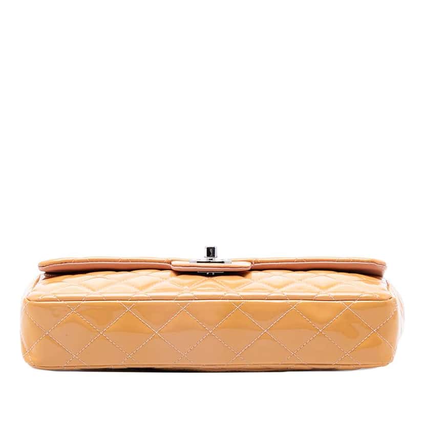 Chanel Classic Patent East West Single Flap Brown Leather Good condition - Inside View