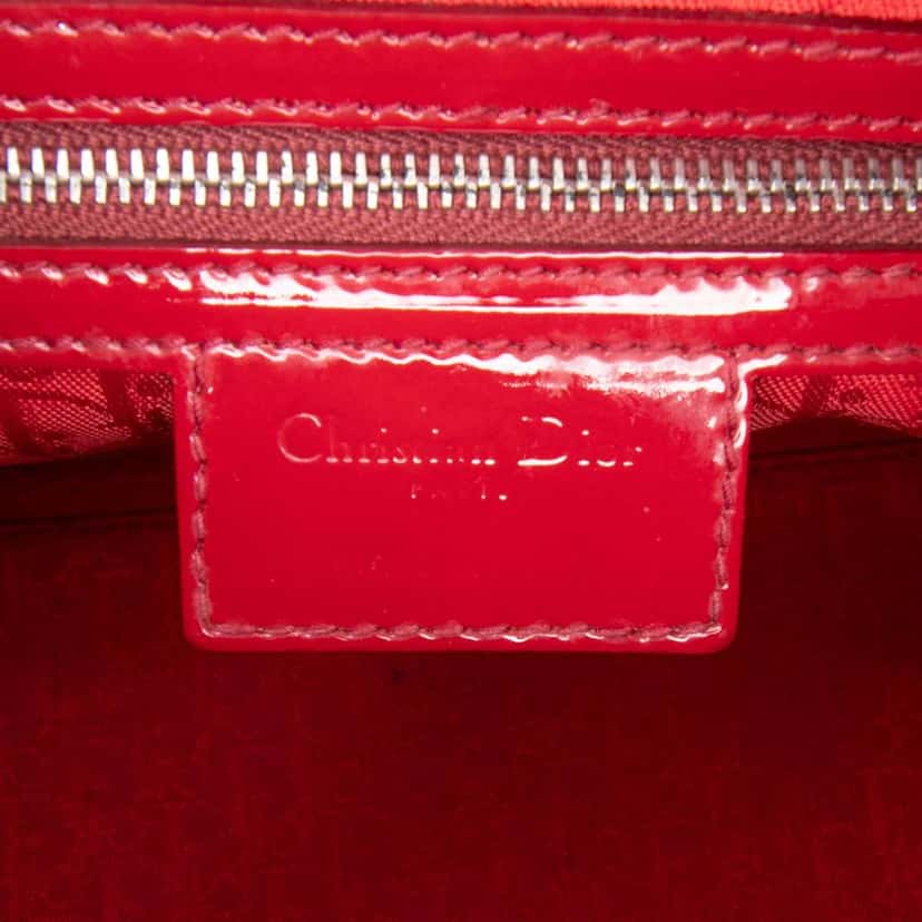 Dior Medium Patent Cannage Lady Dior Red Leather Very good condition - Box View