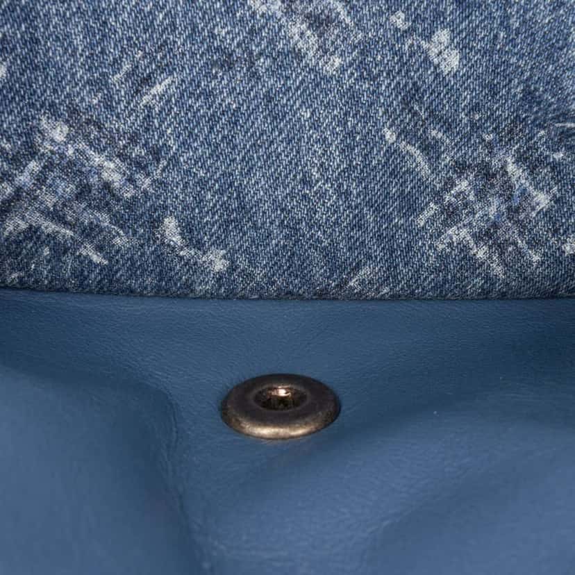 Chanel Medium Classic Printed Denim Double Flap Blue Denim Good condition - Box View