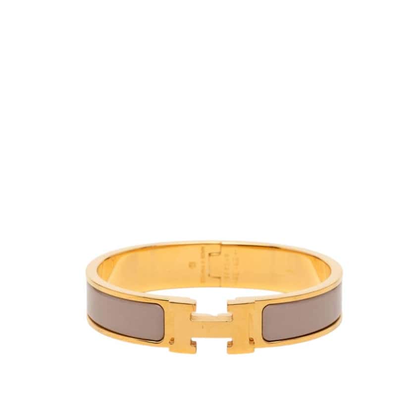 Hermès Enamel Clic H Bracelet PM Brown Good condition - Front View