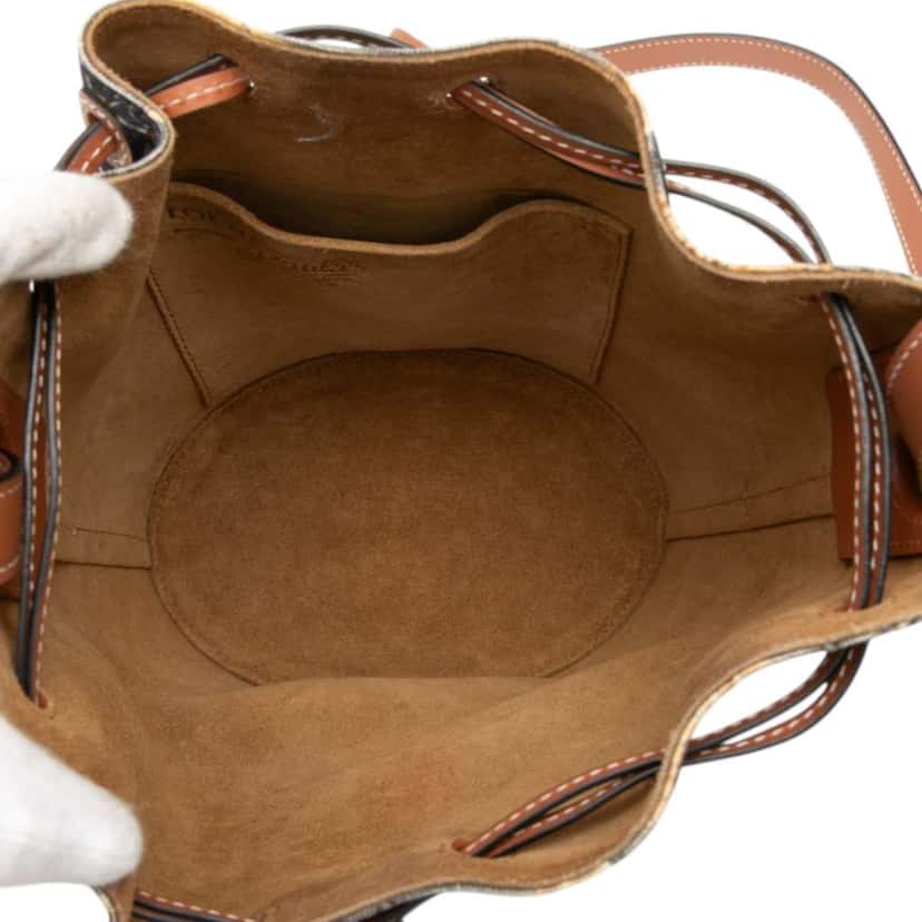 Loewe Paulas Ibiza Small Canvas Mermaid Print Balloon Drawstring Bucket Bag Grey Canvas Good condition - Model View