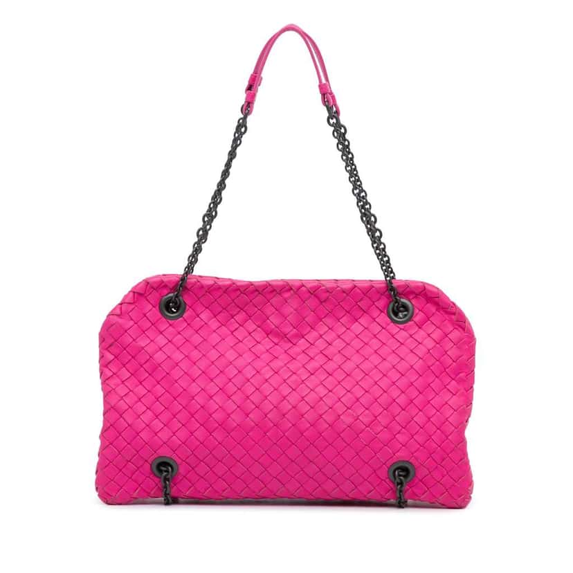 Bottega Veneta Nappa Intrecciato Duo Shoulder Bag Pink Leather Good condition - Front View