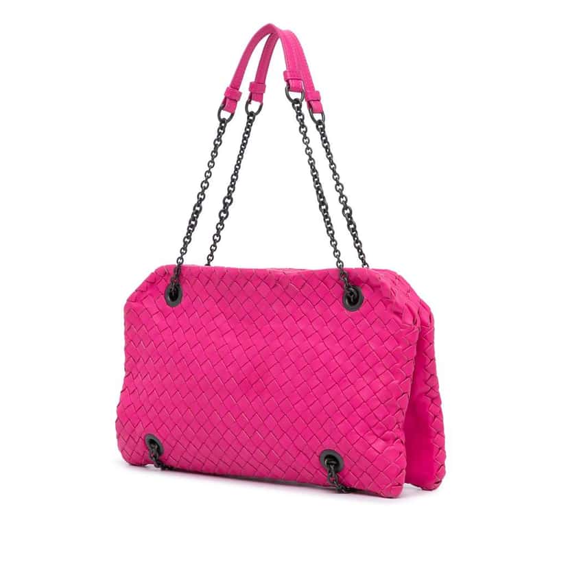 Bottega Veneta Nappa Intrecciato Duo Shoulder Bag Pink Leather Good condition - Back View