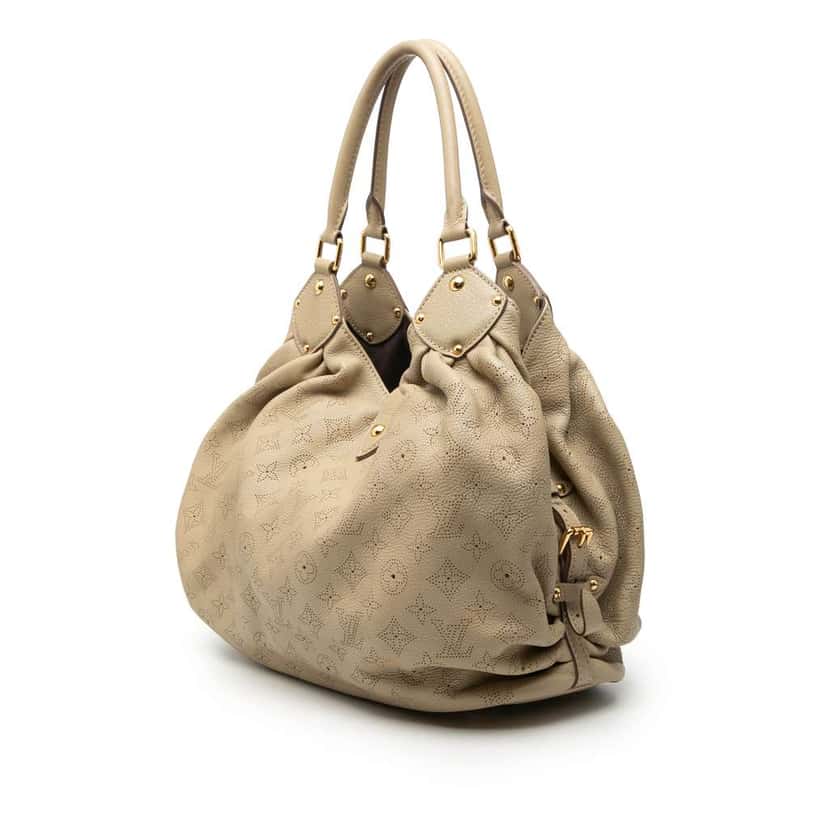 Louis Vuitton Monogram Mahina L Hobo Brown Leather Good condition - Back View