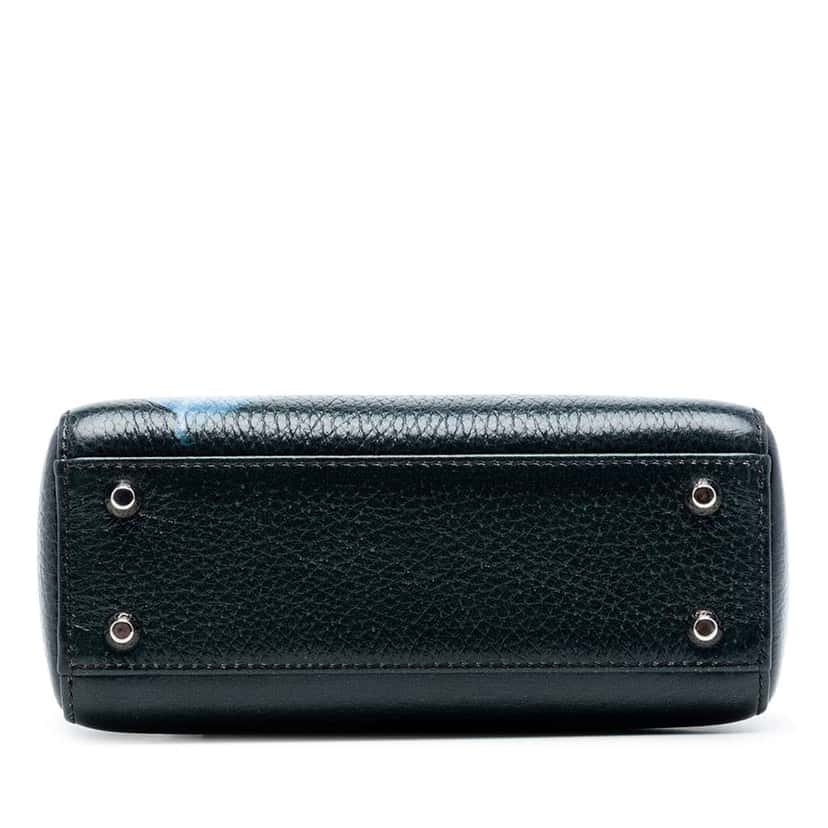 Dior Mini Deerskin Floral Print Lady Dior Green Leather Good condition - Inside View