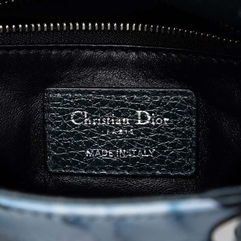 Dior Mini Deerskin Floral Print Lady Dior Green Leather Good condition - Box View