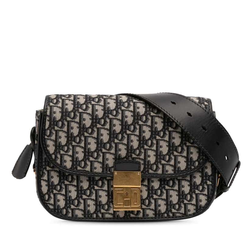 Dior Oblique Canvas Flap Crossbody Blue Canvas Very good condition - Front View