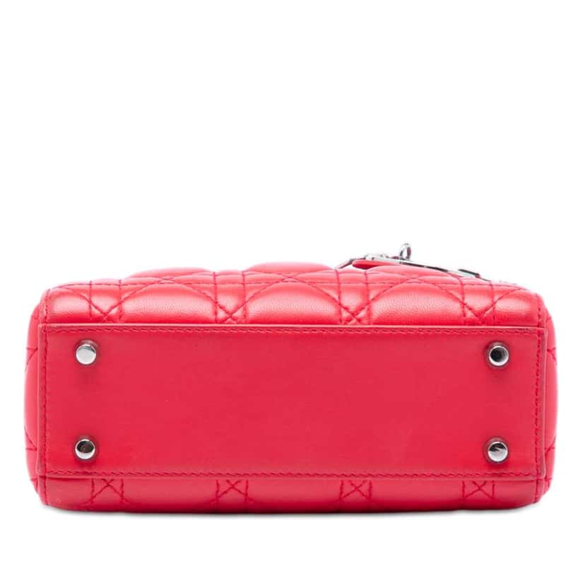 Dior Mini Lambskin Cannage Lady Dior Red Leather Good condition - Inside View