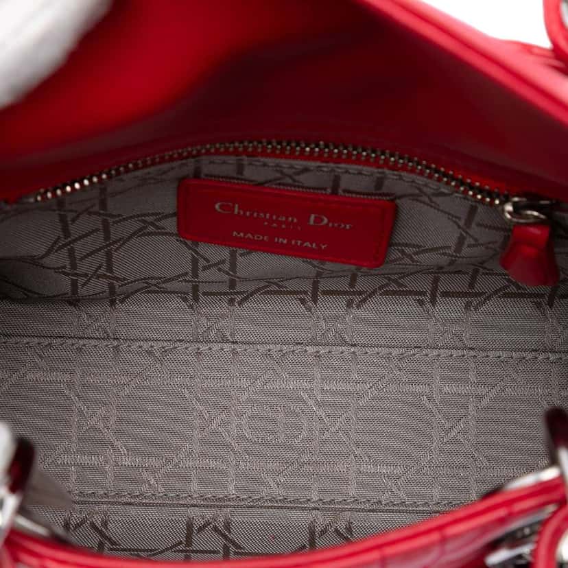 Dior Mini Lambskin Cannage Lady Dior Red Leather Good condition - Model View