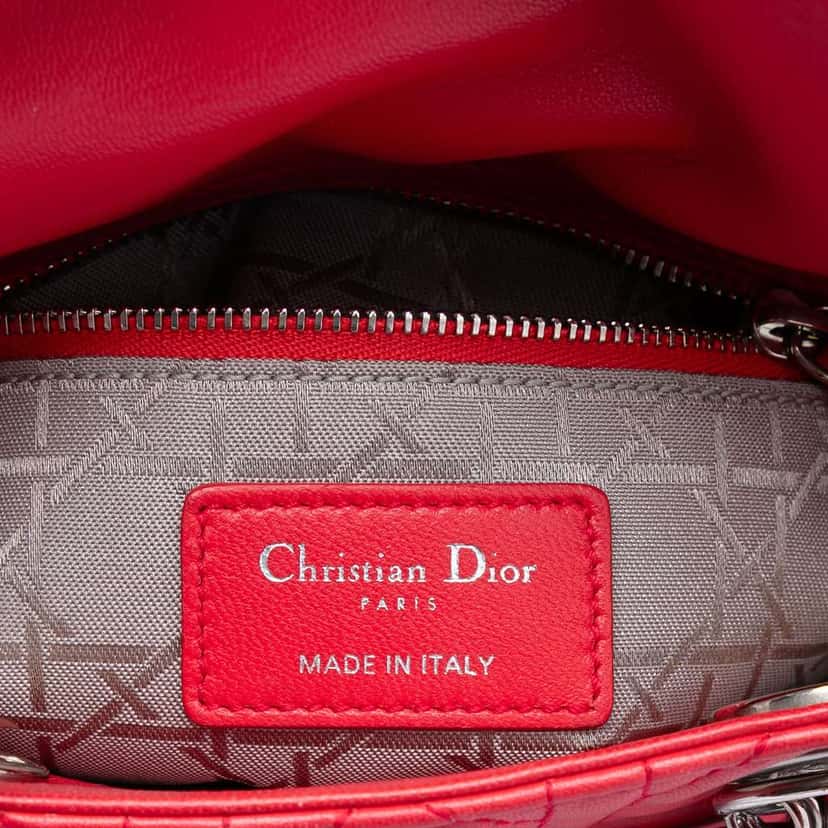 Dior Mini Lambskin Cannage Lady Dior Red Leather Good condition - Box View