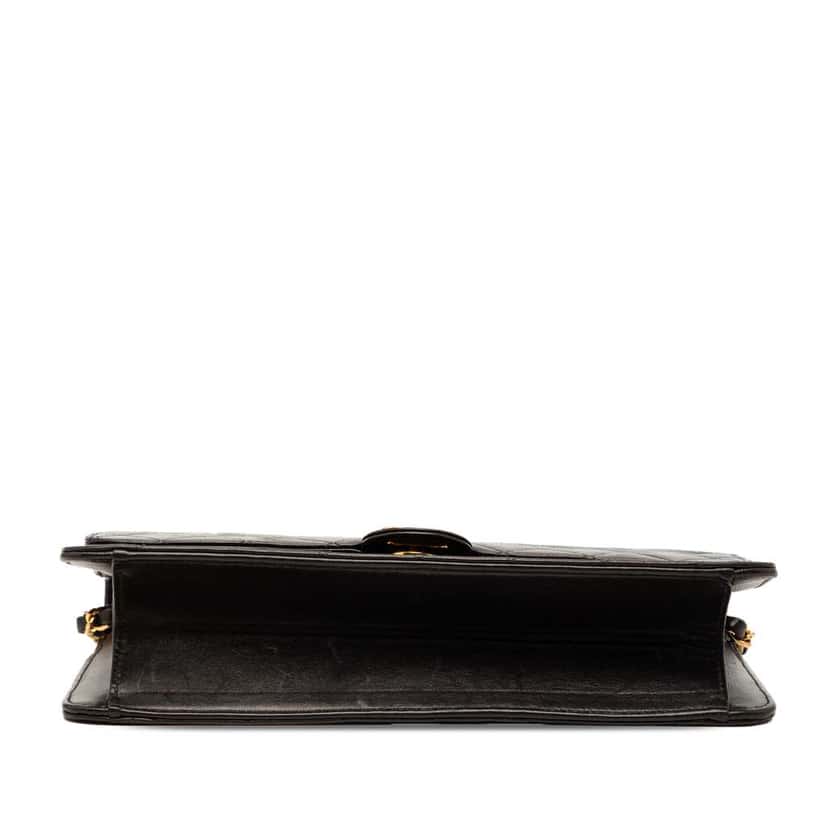 Chanel CC Quilted Lambskin Single Flap Black Leather Very good condition - Inside View
