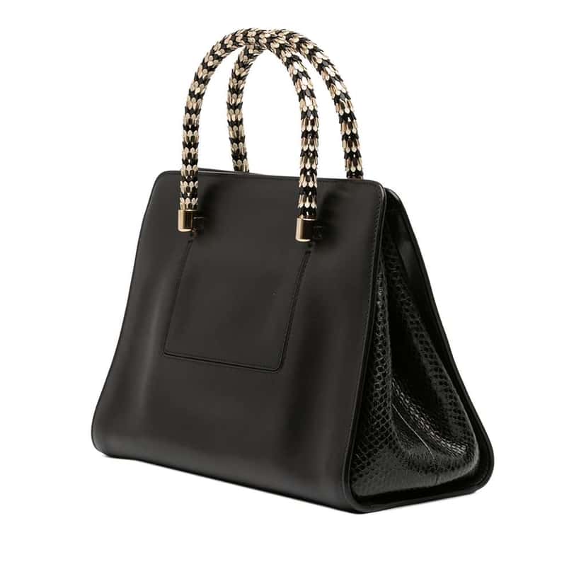 Bvlgari Leather Serpenti Scaglie Tote Black Leather Fair condition - Back View