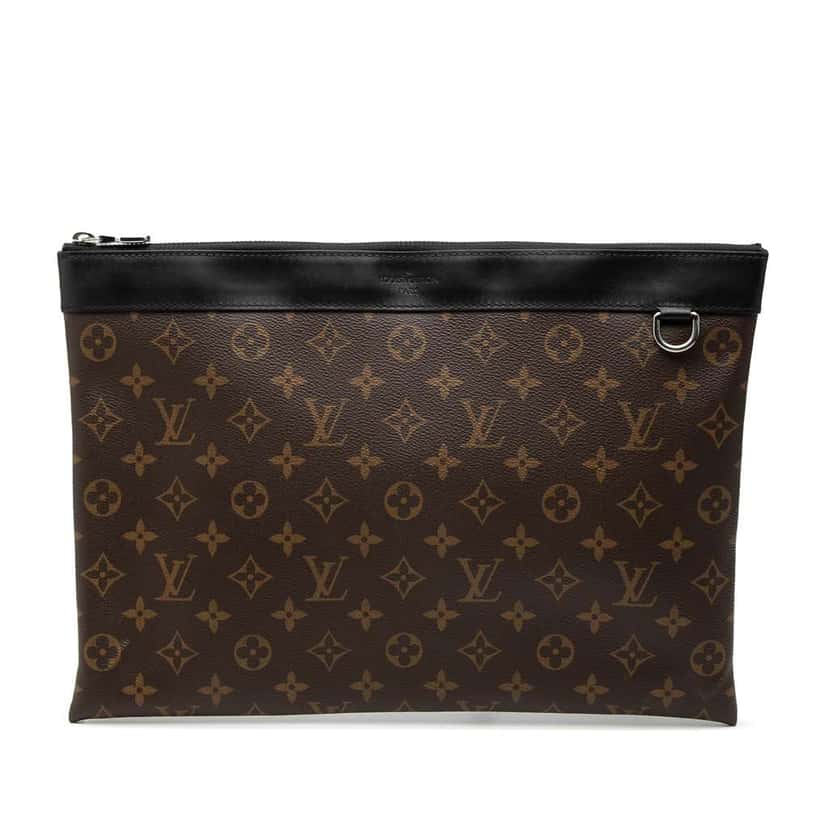 Louis Vuitton Monogram Macassar Discovery Pochette GM Brown Good condition - Front View