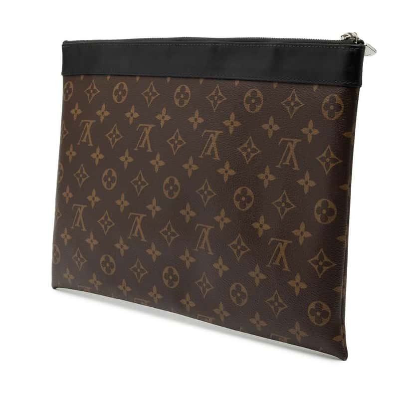 Louis Vuitton Monogram Macassar Discovery Pochette GM Brown Good condition - Back View