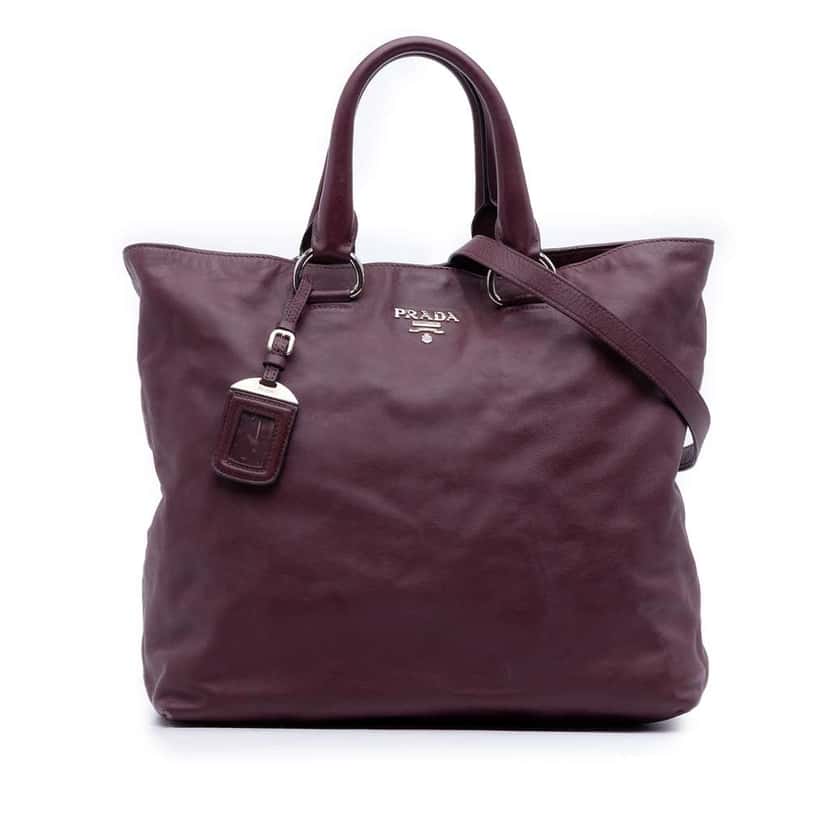 Prada Soft Calf Convertible Shopper Tote Red Leather Good condition - Front View