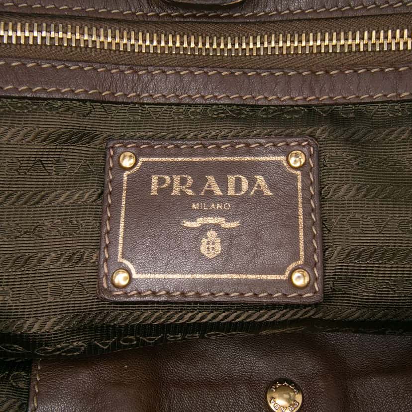 Prada Tessuto and Nappa Gaufre Tote Brown Good condition - Box View