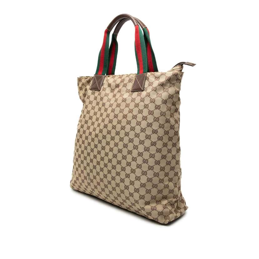 Gucci GG Canvas Web Vertical Tote Brown Canvas Good condition - Back View