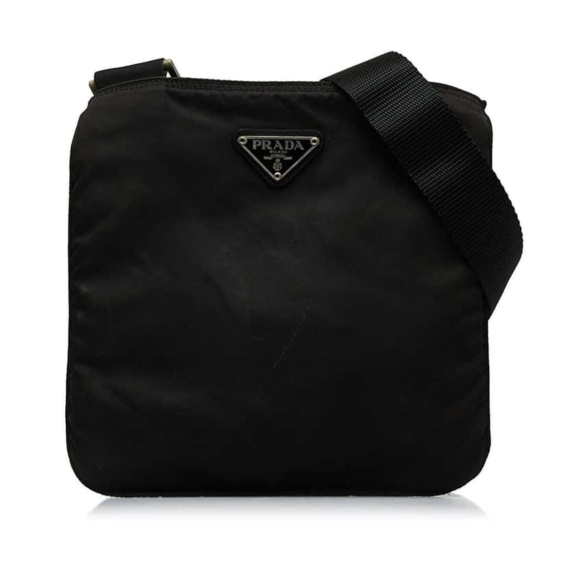 Prada Tessuto Zip Top Crossbody Black Good condition - Front View