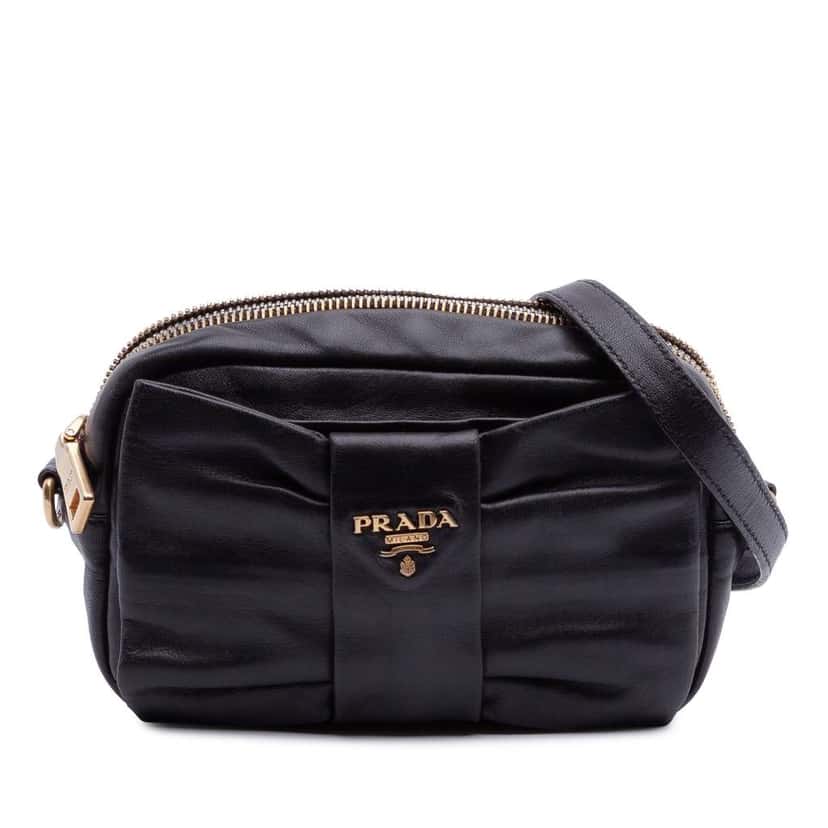Prada Tessuto Fiocco Bow Crossbody Black Good condition - Front View