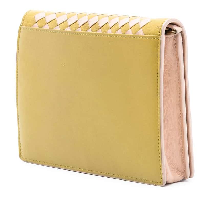 Bottega Veneta Nappa Intrecciato Wallet on Chain Yellow Leather Very good condition - Back View