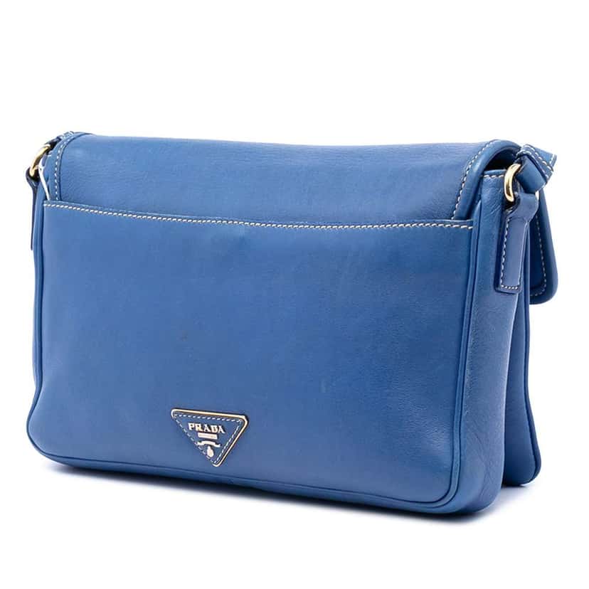 Prada City Calf Pattina Crossbody Blue Leather Very good condition - Back View