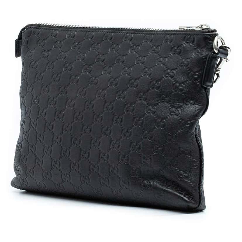 Gucci Guccissima Wristlet Clutch Black Leather Good condition - Back View