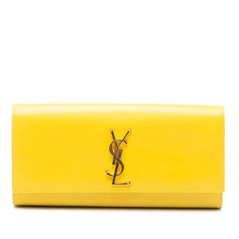 Saint Laurent Leather Monogram Cassandre Clutch Yellow Leather Good condition - Front View