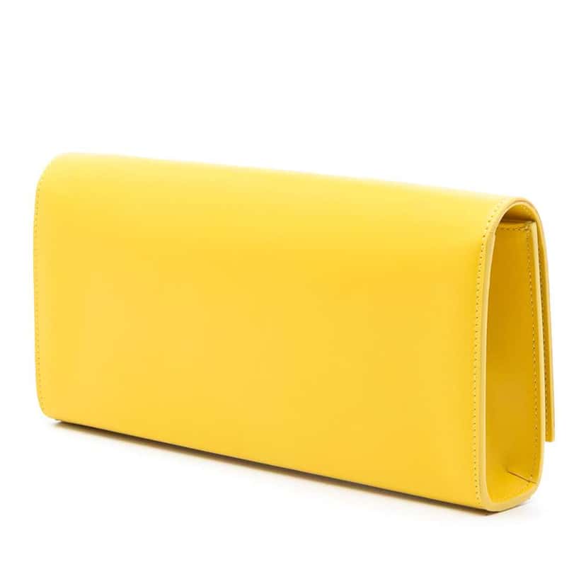 Saint Laurent Leather Monogram Cassandre Clutch Yellow Leather Good condition - Back View