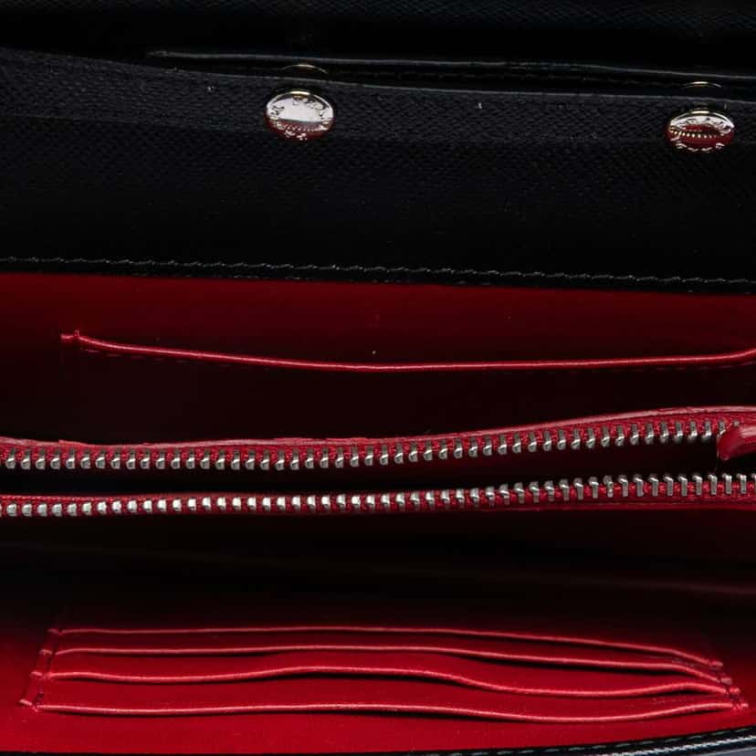 Prada Saffiano Robot Wallet on Chain Black Leather Good condition - Model View