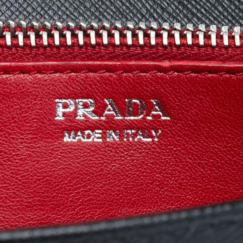 Prada Saffiano Robot Wallet on Chain Black Leather Good condition - Box View