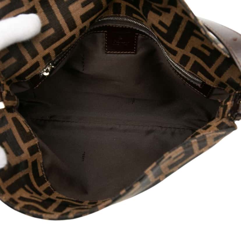 Fendi Zucca Canvas Double Flap Shoulder Bag Brown Canvas Fair condition - Model View