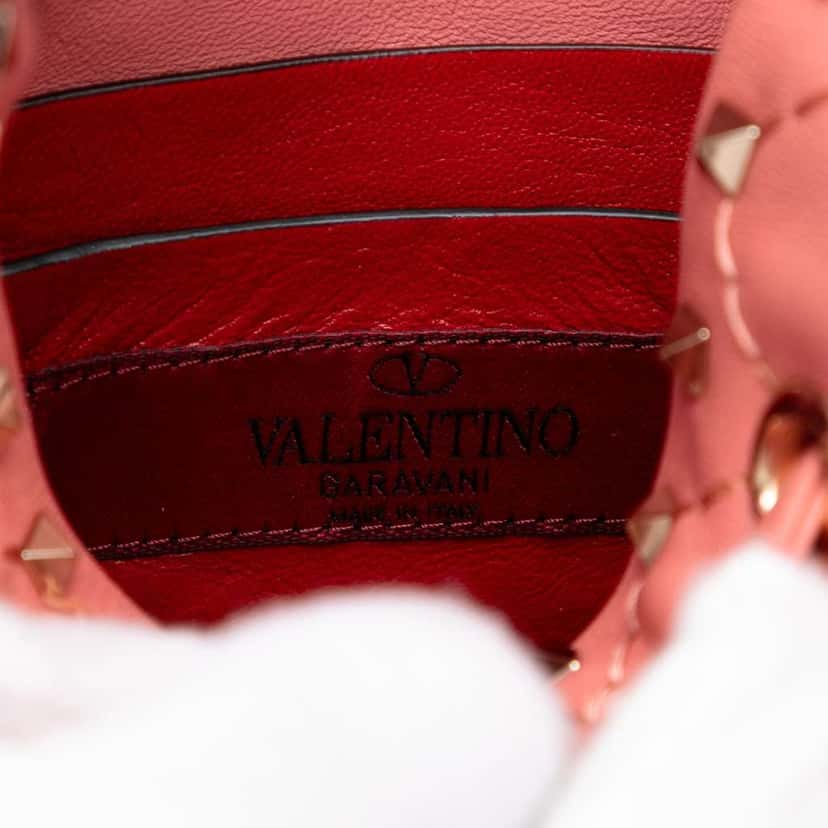 Valentino Small Leather Rockstud Spike Bucket Bag Pink Leather Good condition - Box View