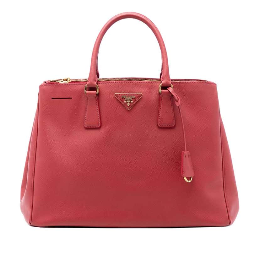 Prada Large Saffiano Lux Galleria Double Zip Satchel Red Leather Good condition - Front View