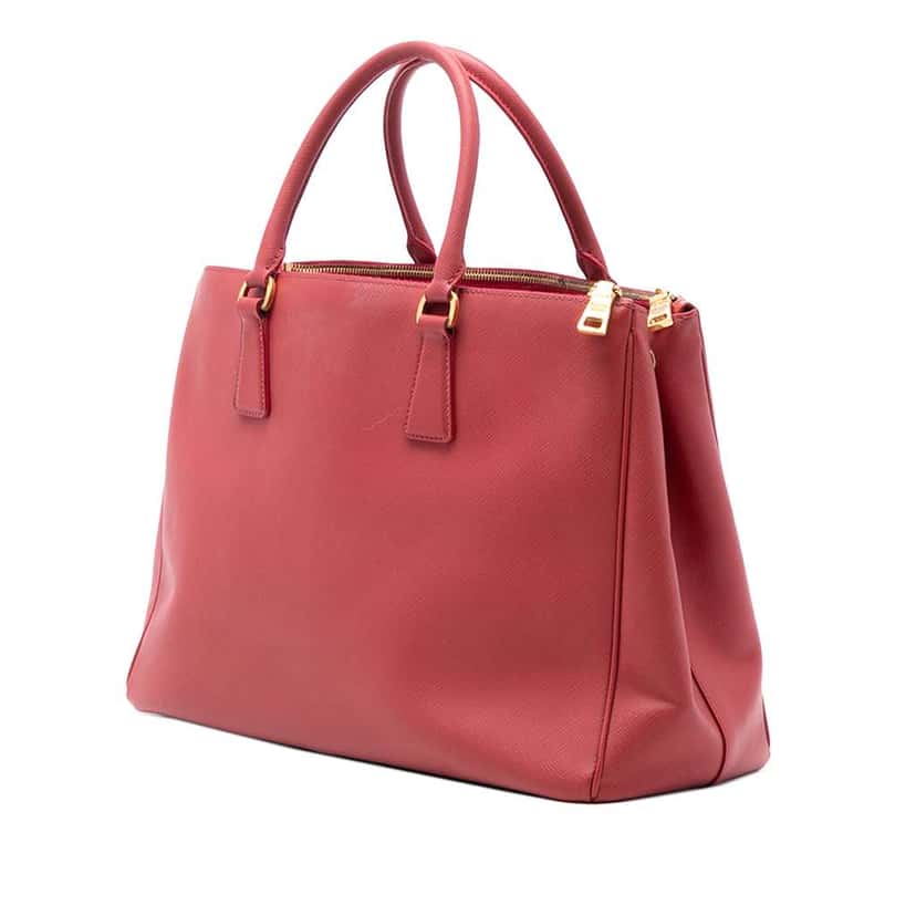 Prada Large Saffiano Lux Galleria Double Zip Satchel Red Leather Good condition - Back View