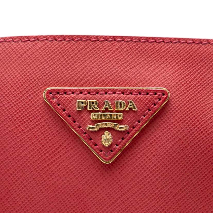Prada Large Saffiano Lux Galleria Double Zip Satchel Red Leather Good condition - Box View
