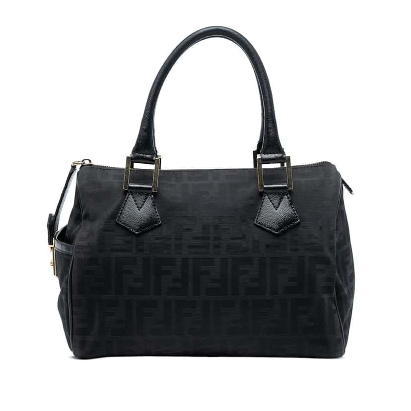 Fendi Zucca Canvas Boston Bag Black Canvas Good condition - Front View